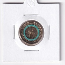 AUSTRALIAN: 2024 $2 NRLW RUGBY COLOURED UNC COIN IN 2X2 HOLDER - SCARCE #2307