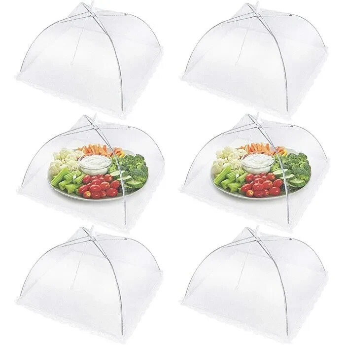 Cloche alimentaire Couvertures alimentaires Anti Insectes pliable 43 cm Lot de 6