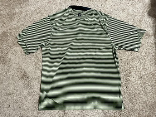 Polo de golf FootJoy FJ para hombre verde/negro a rayas manga corta talla XL - Imagen 4 de 5