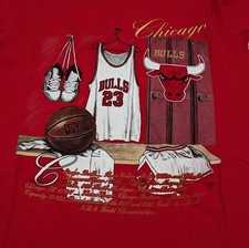 Vintage 90s Men's L Large Chicago Bulls Michael Jordan Single Stitch Red T-Shirt
