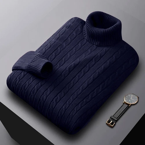 Herren Rollkragen Strickpullover Freizeit Winter Warm Dick Pullover Tops Strickwaren - Bild 12 von 37