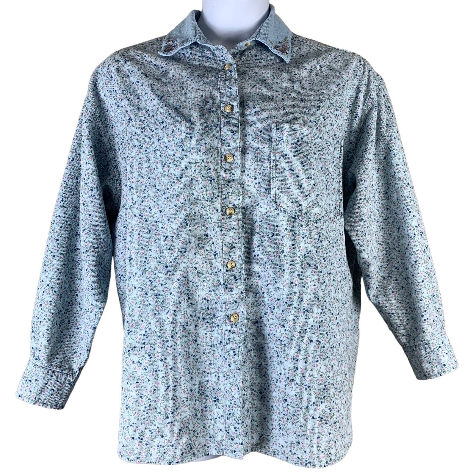 Krazy Kat 22/24 Shirt Knit Floral Button Up Top E… - image 1