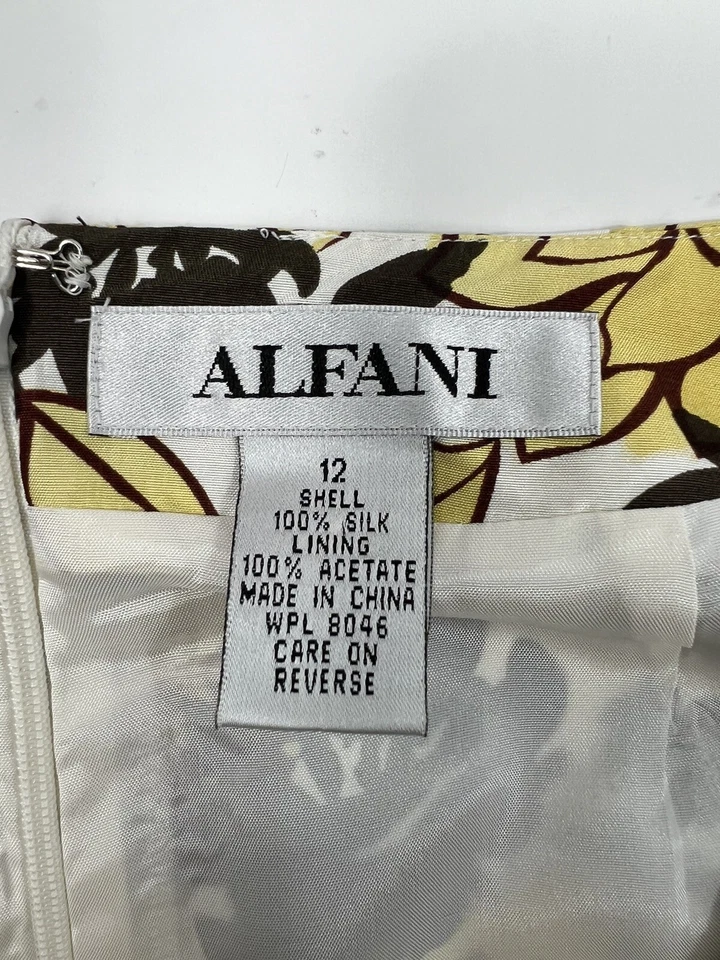 Falda Alfani Para Mujer Talla 12 Multi Floral Patada Recta Plisada Cremallera Trasera Foto 4 de 4