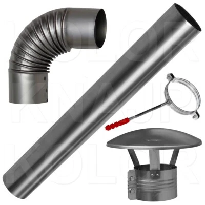 KOLOR Rauchrohr Ofenknie Ofenrohr Bogen Abgasrohre Kaminofenrohr 100-150 mm Heizung