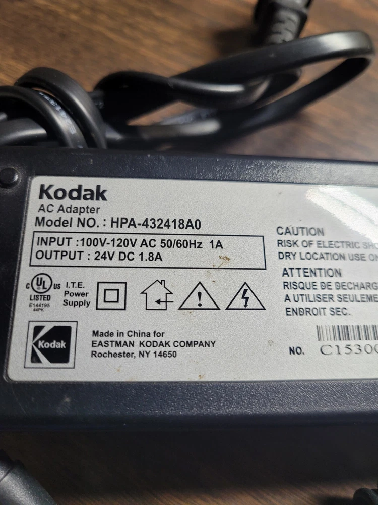 Kodak Easyshare Series 3 Photo Printer Dock Power Supply AC Adapter HPA-432418A0