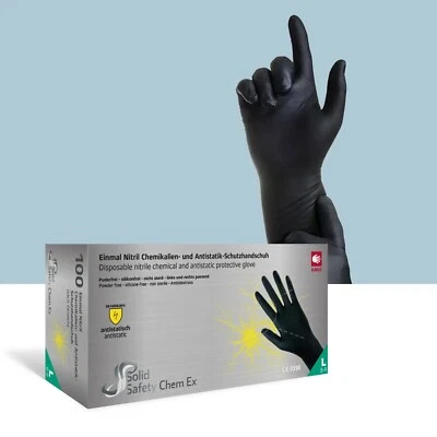 AMPRI SolidSafety Chem Ex Einmal Nitril-Handschuhe antistatisch schwarz S,M,L,XL,XXL