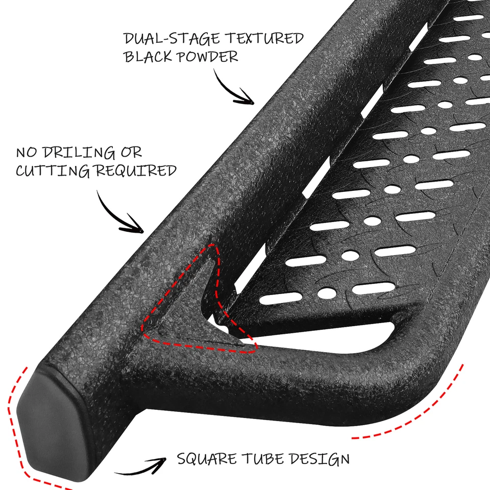 Side Step BDK Running Boards For 04-24 Nissan Titan Crew Cab Drop Nerf Bar BLK - Изображение 3 из 4