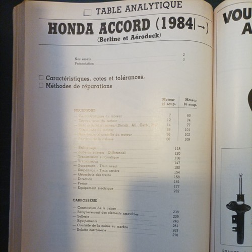 Honda Accord 1.8 2.0 ex exi exsi 2.0 16s aerodeck  exi 2.0 Revue Technique RTA - Picture 16 of 19
