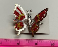 90 s Beaded Metal Butterfly Hair Clip Moving Wings