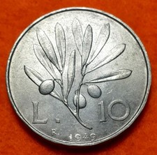 ITALIA 10 LIRE ULIVO PEGASO 1949 SPL