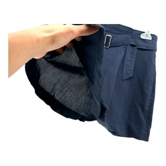 Club Monaco | Para mujer 10 azul marino mezcla de lino cintura elástica preppy Foto 3 de 4