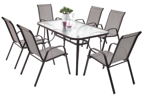 6+1 Sitzgruppe Gartenmöbel Gartengarnitur Tisch Stuhl Essgruppe