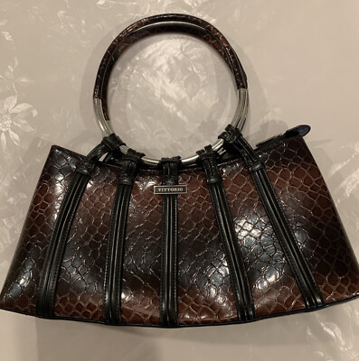 Vittorio Women Snake Embossed Italian Faux Leather Dusk Handle