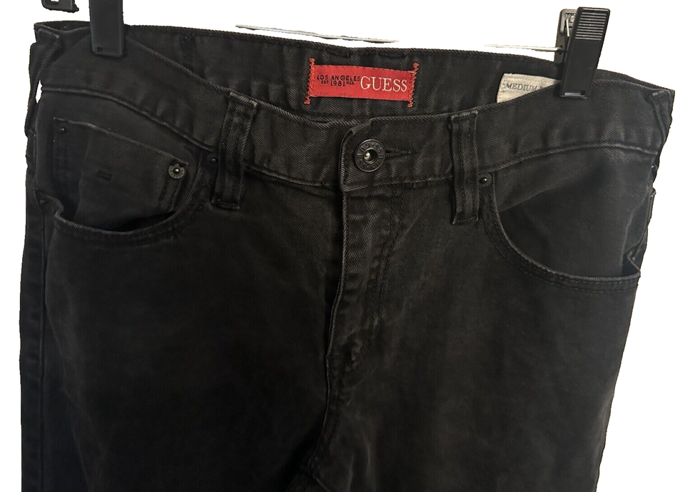 Vintage Mens Black Guess Jeans Medium Rise Skinny Scotch Fit Denim 80s