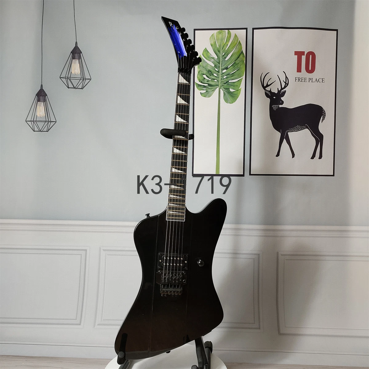Factory Black Firebird Electric Guitar Floyd Rose Bridge Humbucker Pickup Solid