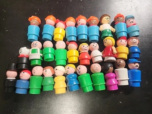 Vintage Little People 60s-80s Wood & Plastic Figures Lot 30 Pieces Fisher Price
