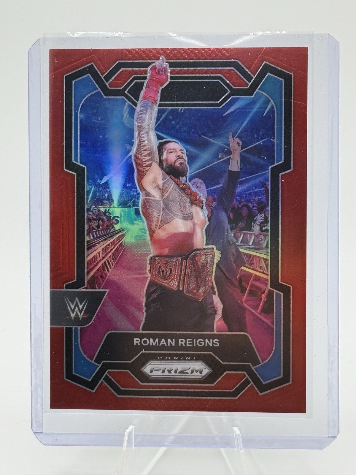 2024 Panini Prizm WWE Roman Reigns Red Prizm #191 /299 Wrestling WWE Card