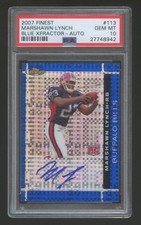 PSA 10 MARSHAWN LYNCH 2007 FINEST RC AUTOGRAPH BLUE XFRACTOR #ED 46/50  RARE HOF