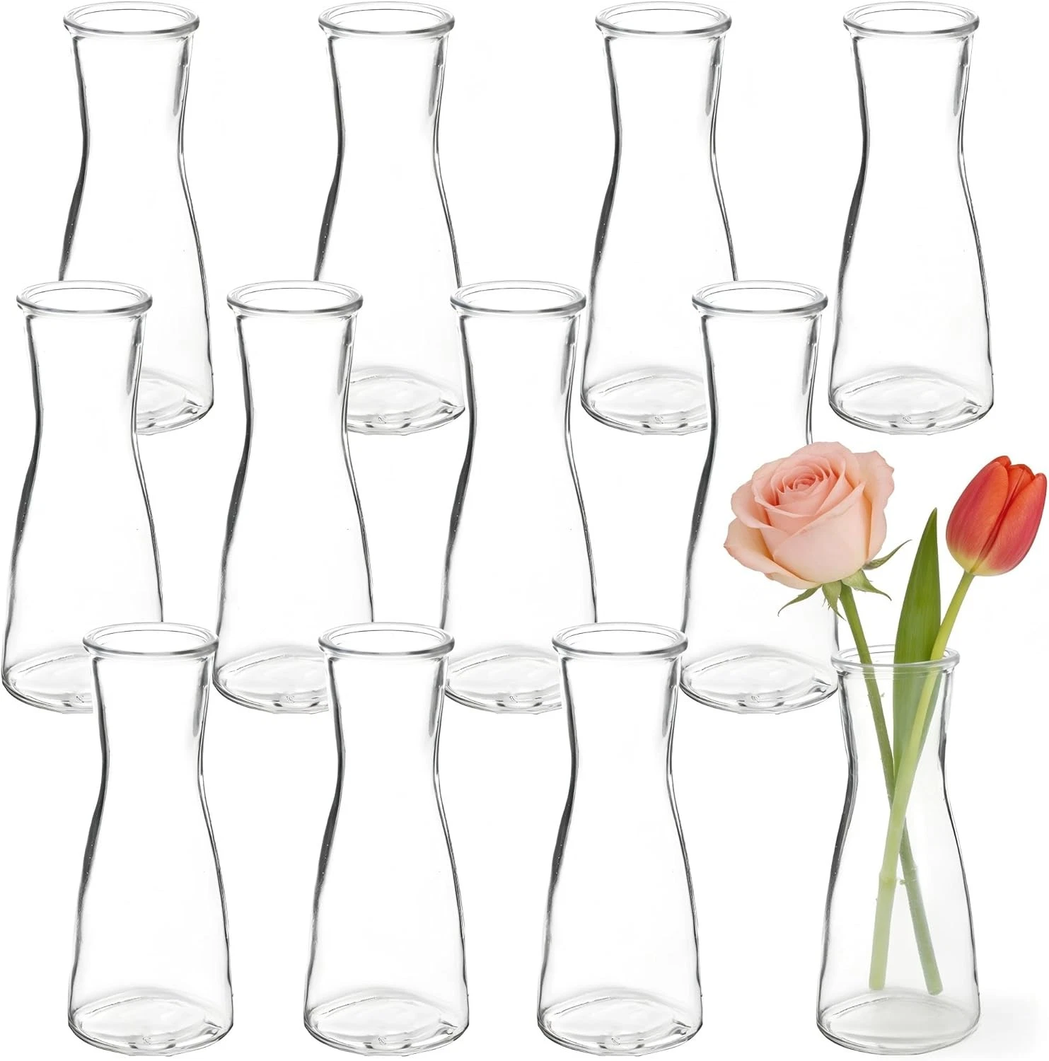12 PCS Clear Mini Glass Bud Vases Table Centerpieces for Wedding Party Decor