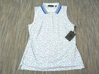 G Fore Sleeveless Polo Womens Small Floral Print White Blue Lightweight Golf NEW