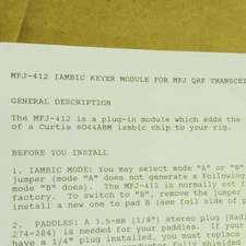 MFJ-412 Iambic Keyer Module for QRP Transceivers Instruction Sheet