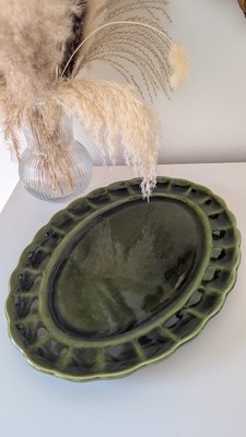 Vintage Servierplatte Keramik Grün Keramikteller Keramikplatte