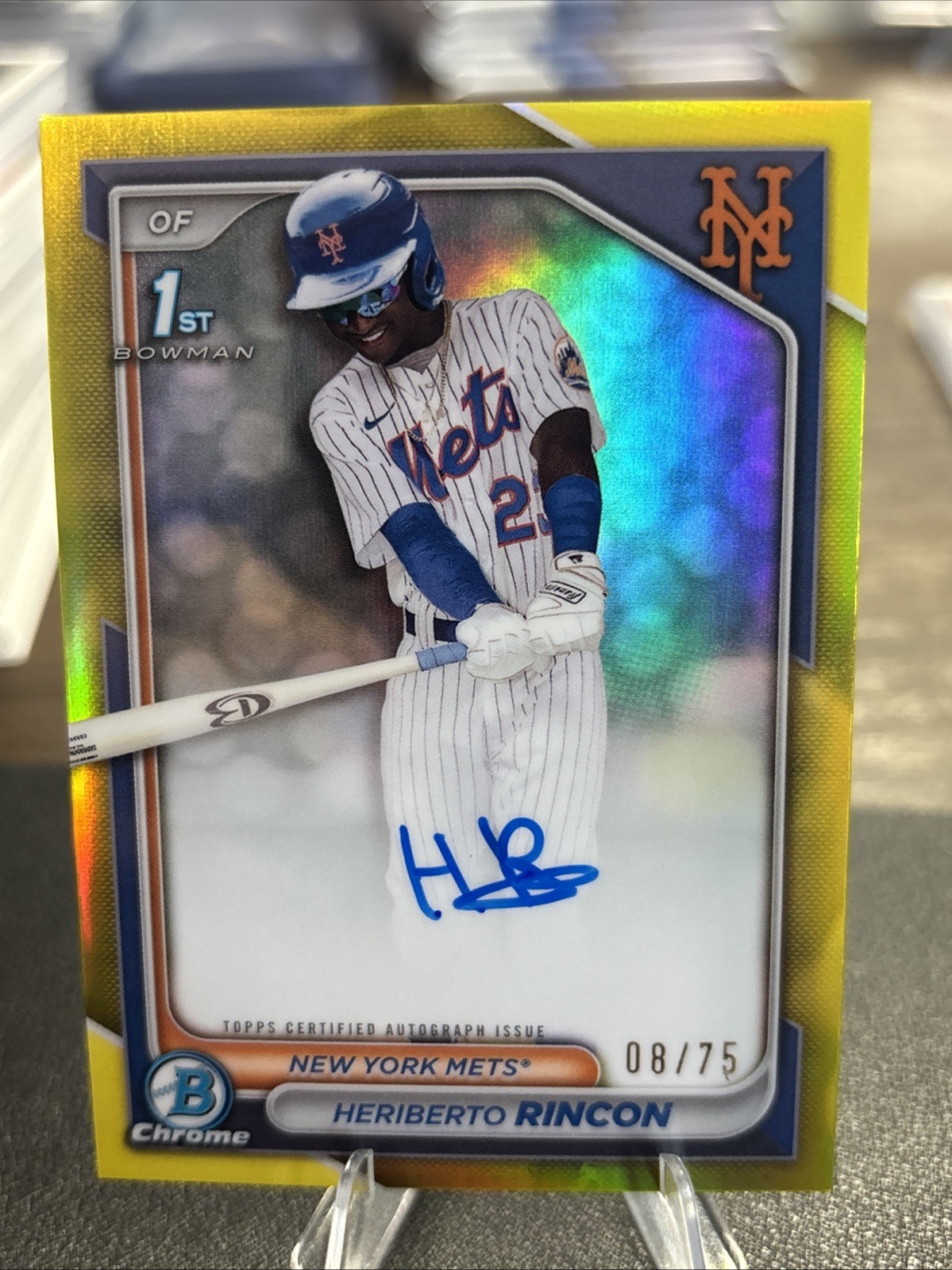 2024 Bowman Chrome 1st HERIBERTO RINCON Auto Yellow Refractor 08 /75