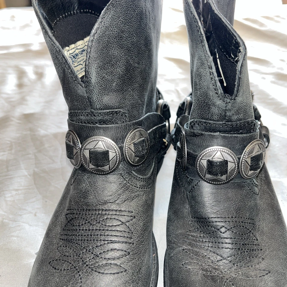 De colección Ralph Lauren Denim Supply Western Afton Botas Talla 7B Gris Foto 3 de 4