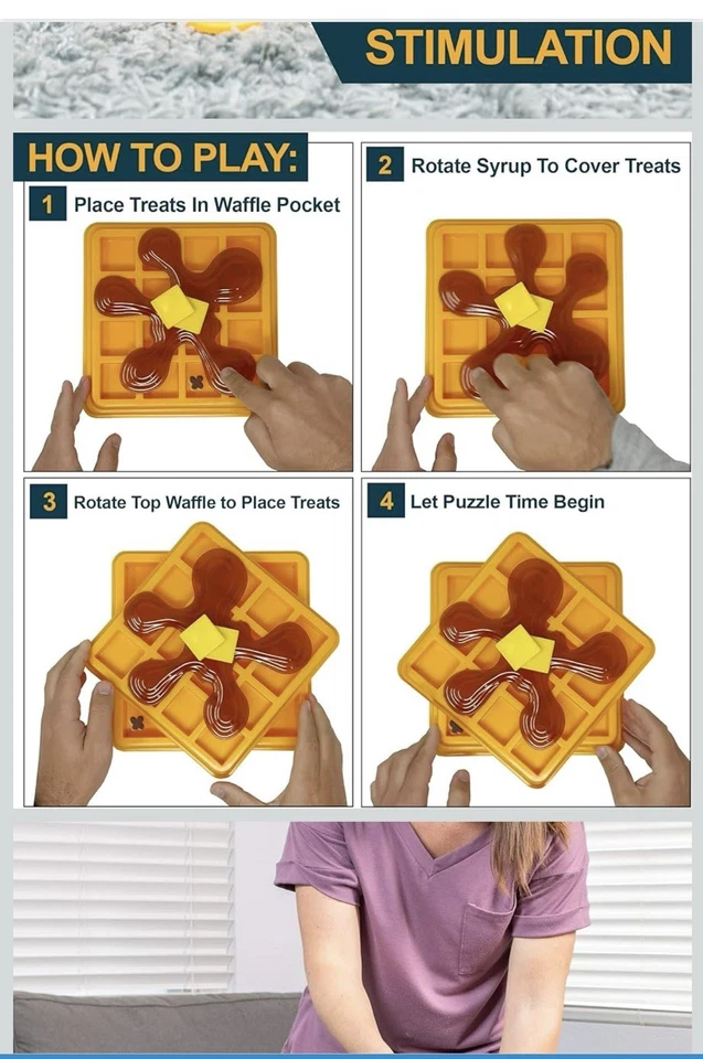 Juego de rompecabezas interactivo Waffle juguetes para perros (juguete rompecabezas para perros-gran alternativa a... Foto 4 de 4