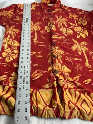 John Severson Kahala Mens Button Up Hawaiian Shirt Medium Red