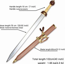 Roman-Style Legion Ornamental Sword Leather Scabbard High Carbon Steel.