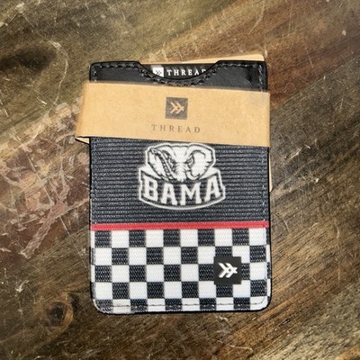 Thread Wallets Alabama ''BAMA' Black Checker Elastic Wallet with Built-in Keyring