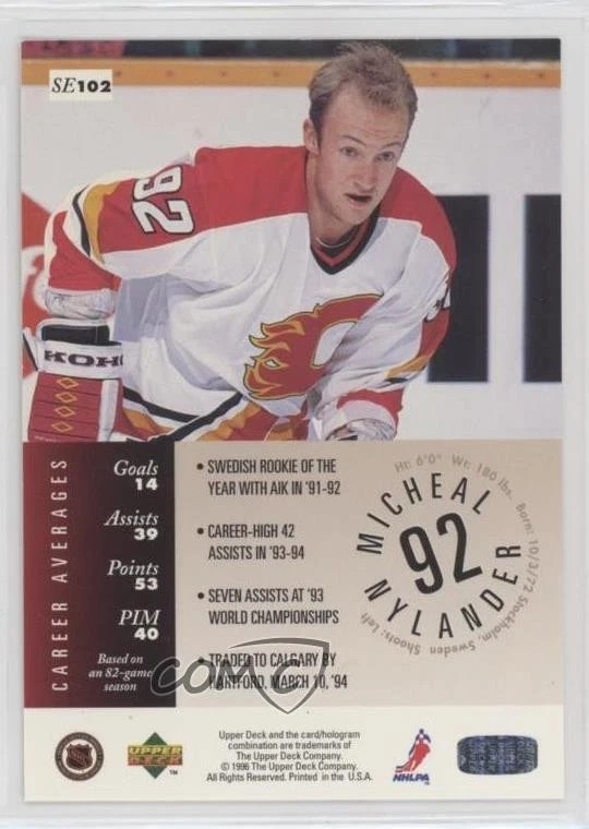 1995-96 Upper Deck Special Edition Gold Michael Nylander #SE102 - Image 2 of 2