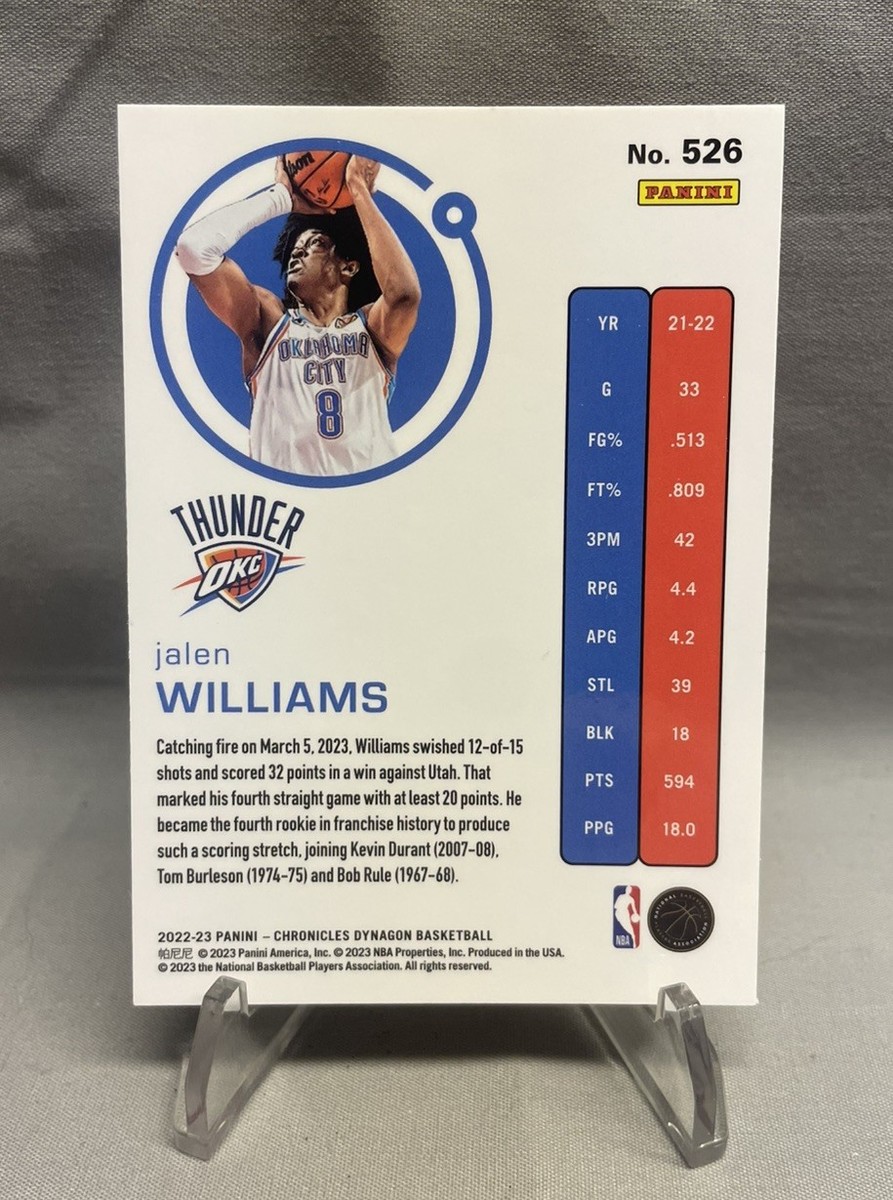 JALEN WILLIAMS 2022 CHRONICLES DYNAGON ROOKIE PINK SP THUNDER #526