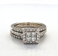 14K White Gold 3pc Ladies Invisible Set Diamond Wedding Ring Set 8.9 (MAC000223)