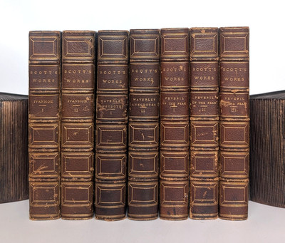 Sir Walter Scott Scott's Works 7 Vol Set Ivanhoe Peveril Waverley Anecdotes 1833