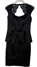 XSCAPE Illusion Lace Peplum Taffeta Sleeveless Sheath Y2k Dress Size 8