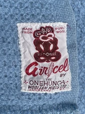 Wool Vintage Blanket Aircell Onehunga Woolen Mills New Zealand 60x82 Blue