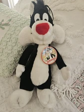 15" Vintage Warner Brothers Sylvester Plush, 1990 Mighty Star The 24K Company