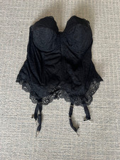 Y2K Goddess 711 Black Lace Strapless Merry Widow Bustier w/Garters 40DD Lingerie