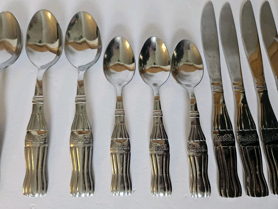Gibson Coca-Cola Flatware Stainless Coke Bottle Handle 13pc Set Silverware - Image 3 of 4