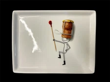 Crate & Barrel CB2 OLIVER CHAMPAGNE CORK 2014 Rectangle Appetizer Plate 6.5x5NEW