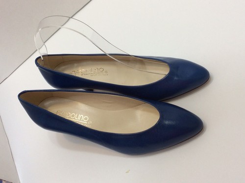 BANDOLINO Leather Blue Kitten Heels Slip On Shoes Size 6M (narrow) Made Italy - Picture 6 of 9