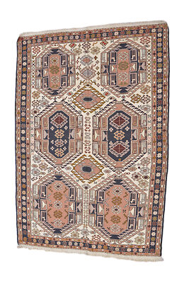 Vintage Earth Tone Authentic Hand Knotted Turkish 4x6 Beige Carpet Area Rug