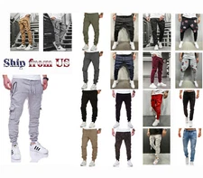 Men Casual Trousers Jogger Pants Sweatpants Cargo Combat Active Sport Trousers