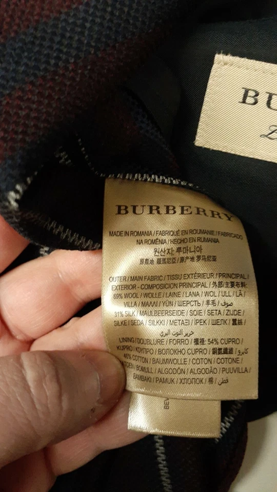 NUEVO CON ETIQUETAS Burberry Talla US 36 EU 48 Corto Borgoña Azul Marino Rayas Abrigo Deportivo Blazer Chaqueta Foto 4 de 4