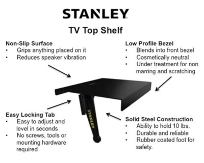 Stanley ATS106 ; Adjustable TV Top Shelf ; 6  Shelf ; Tv Shelf ; TV Stand Shelfs