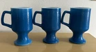 Vintage Anchor Hocking Blue on White Milk Glass Coffee Mug -  Set of 3