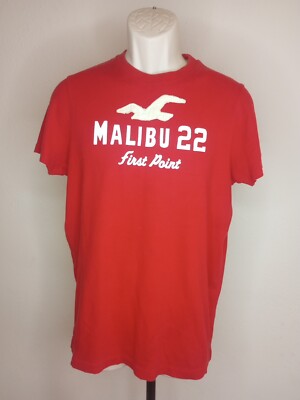 Men s Medium Red  Malibu 22  First Point  Hollister Graphic T-shirt