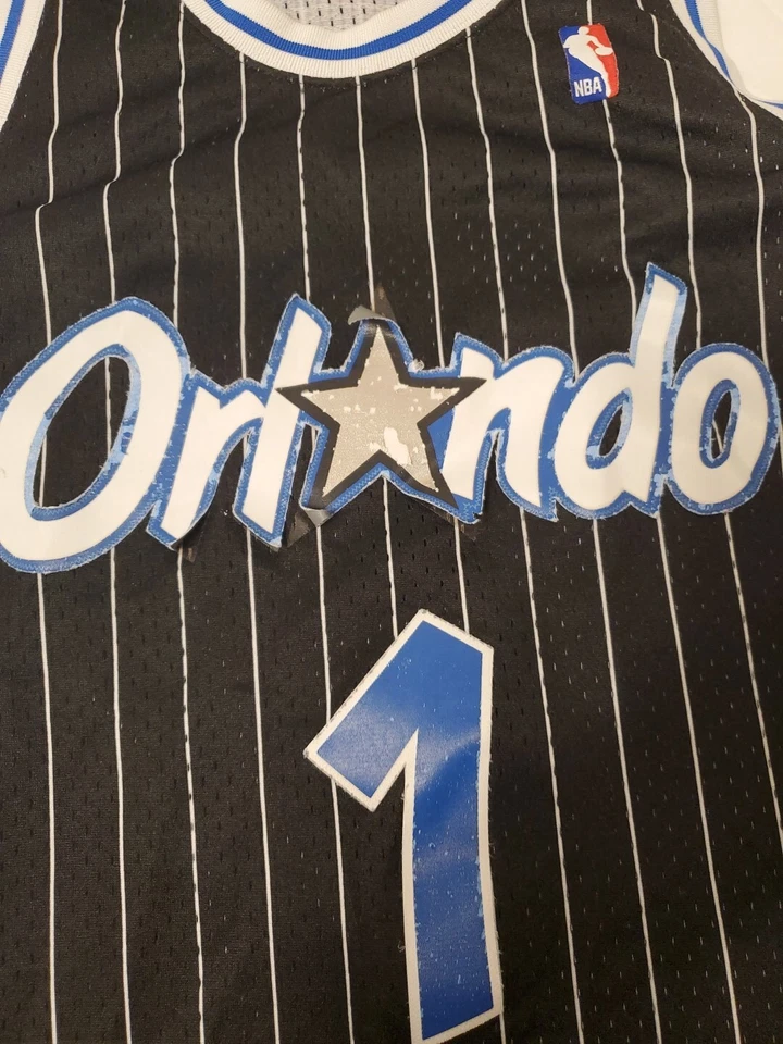 Camiseta deportiva a rayas vintage Orlando Magic Penny Hardaway #1 del equipo Nike de la década de 1990 talla L Foto 2 de 4